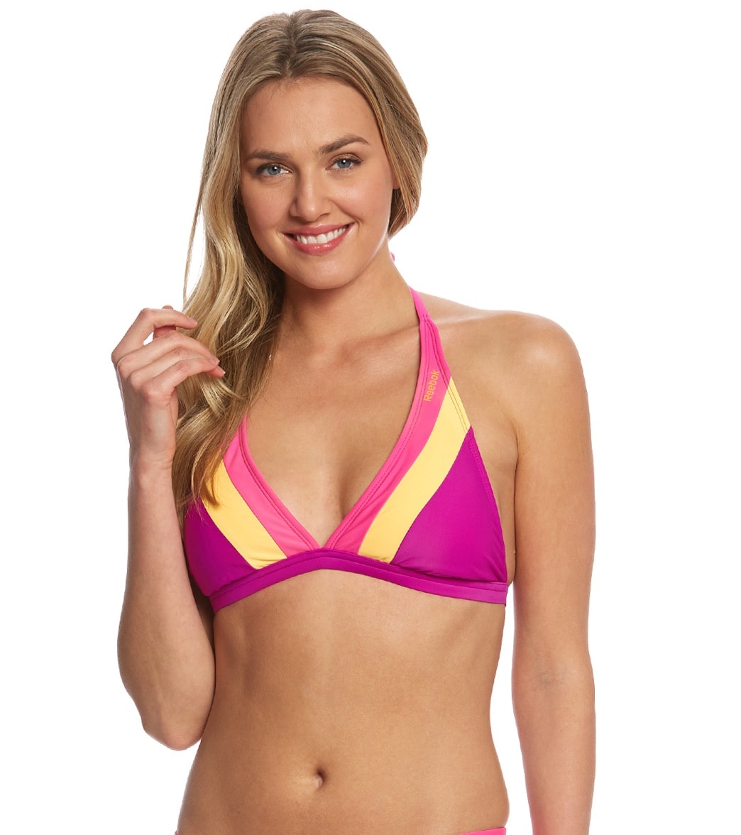 Reebok, Reebok Fitness Jenny Colorblock Halter Top Pink