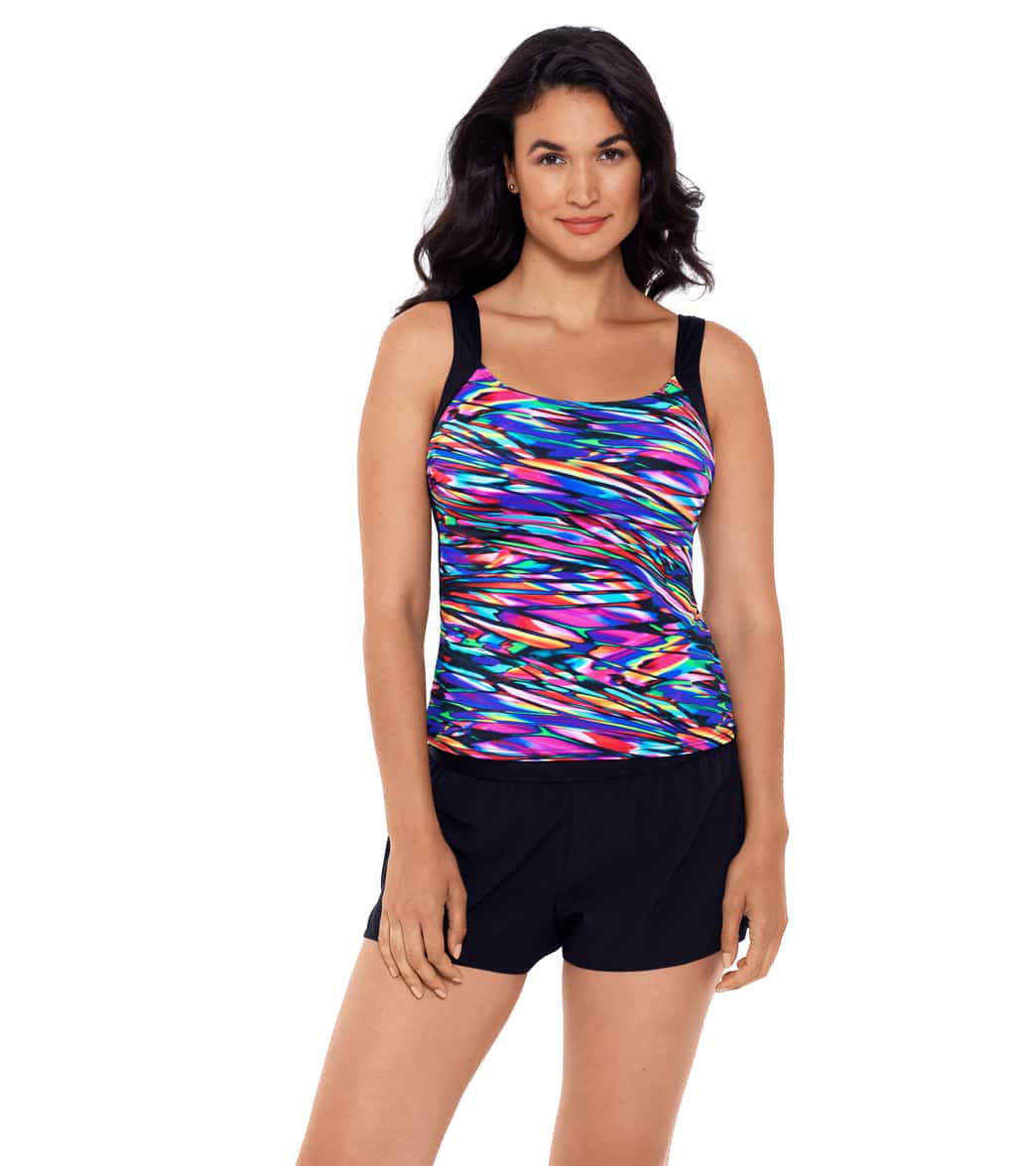 Reebok, Reebok Glasswork Chlorine Resistant Tankini Top Multi