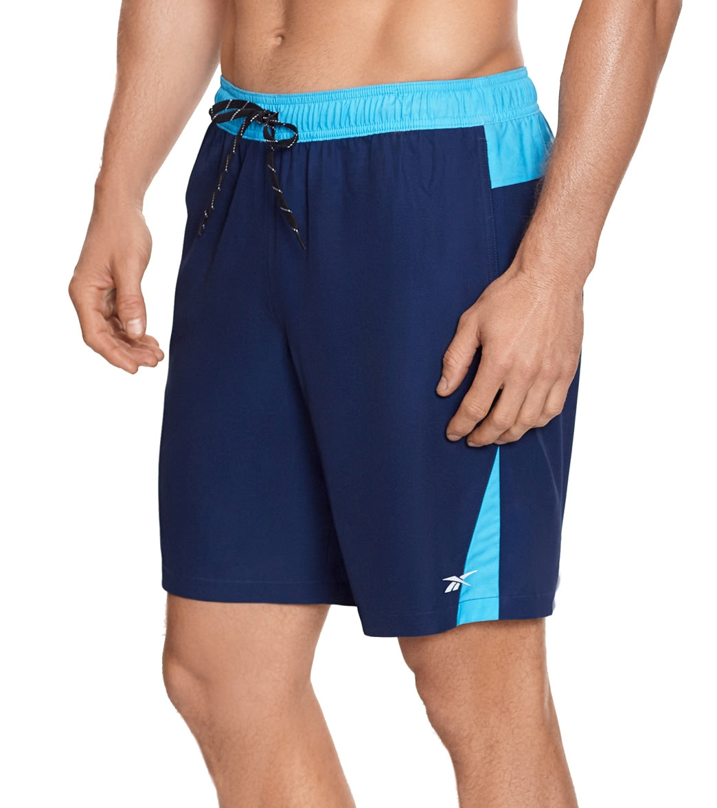 Reebok, Reebok Men's Block It Out 9" Swim Trunks Navy Blue