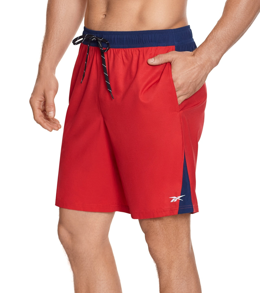 Reebok, Reebok Men's Block It Out 9" Swim Trunks Navy/Red