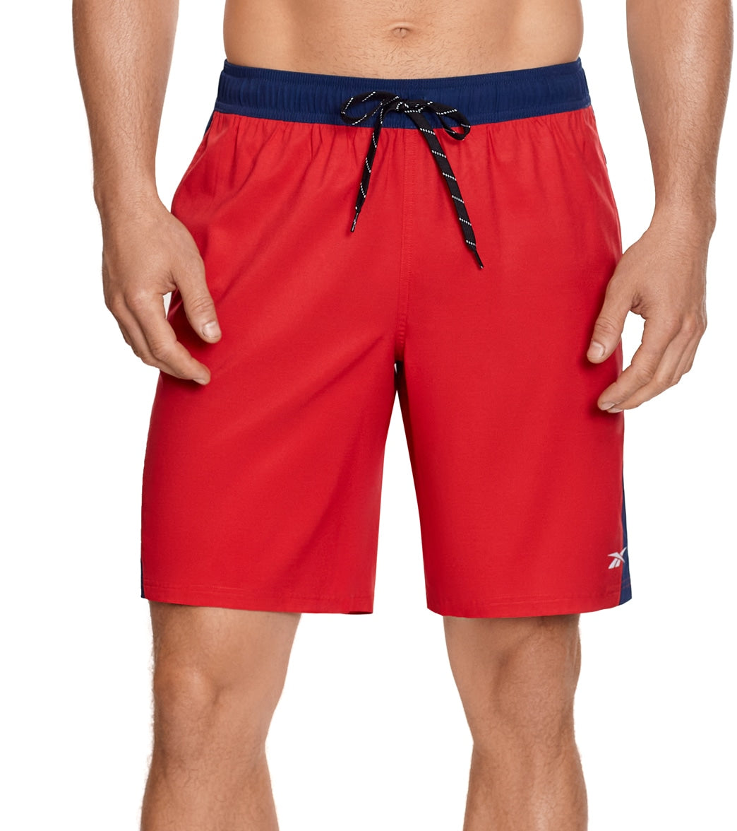 Reebok, Reebok Men's Block It Out 9" Swim Trunks Navy/Red