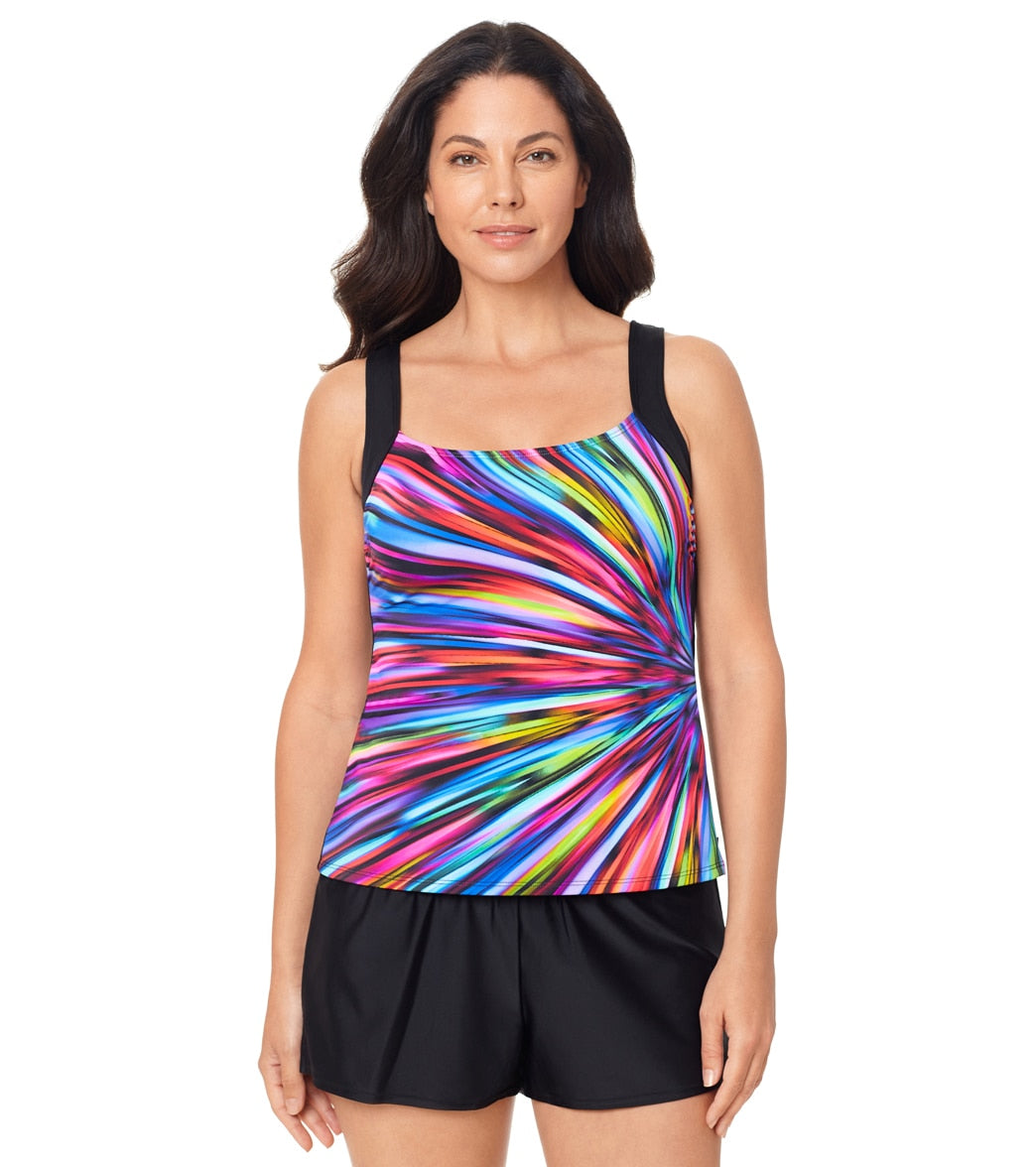 Reebok, Reebok Women's Colorful Burst Illusion Tankini Top Multi