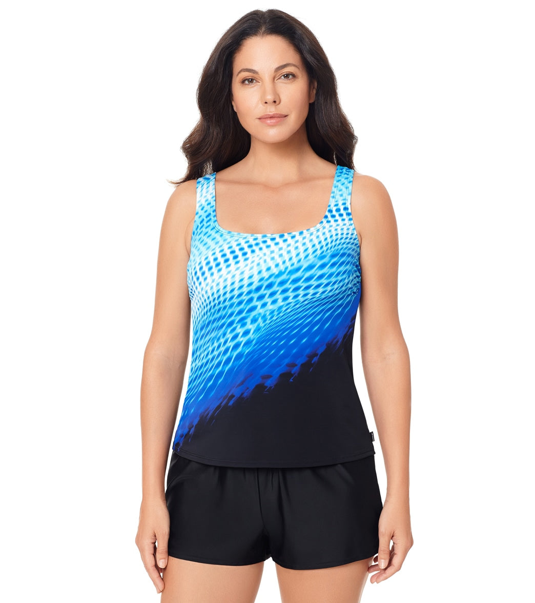 Reebok, Reebok Women's  Luminary Colors Scoop Neck Tankini Top Blue