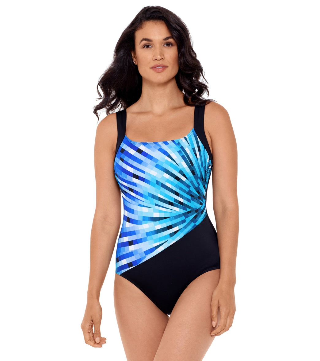 Reebok, Reebok Women's Powerful Punch Bust Minimizer One Piece Swimsuit