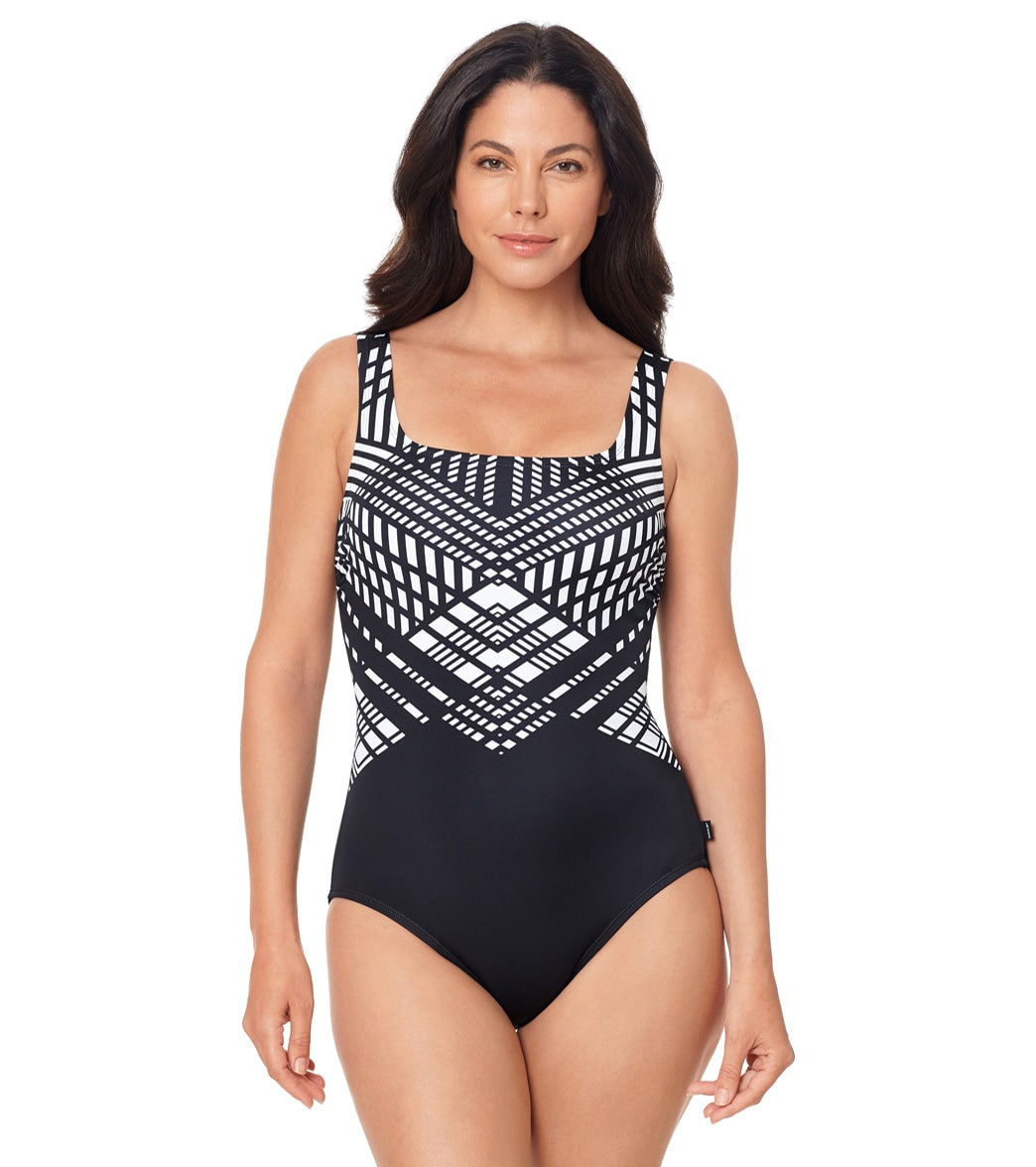 Reebok, Reebok Women's Sizzling Siren One Piece Swimsuit Black/White