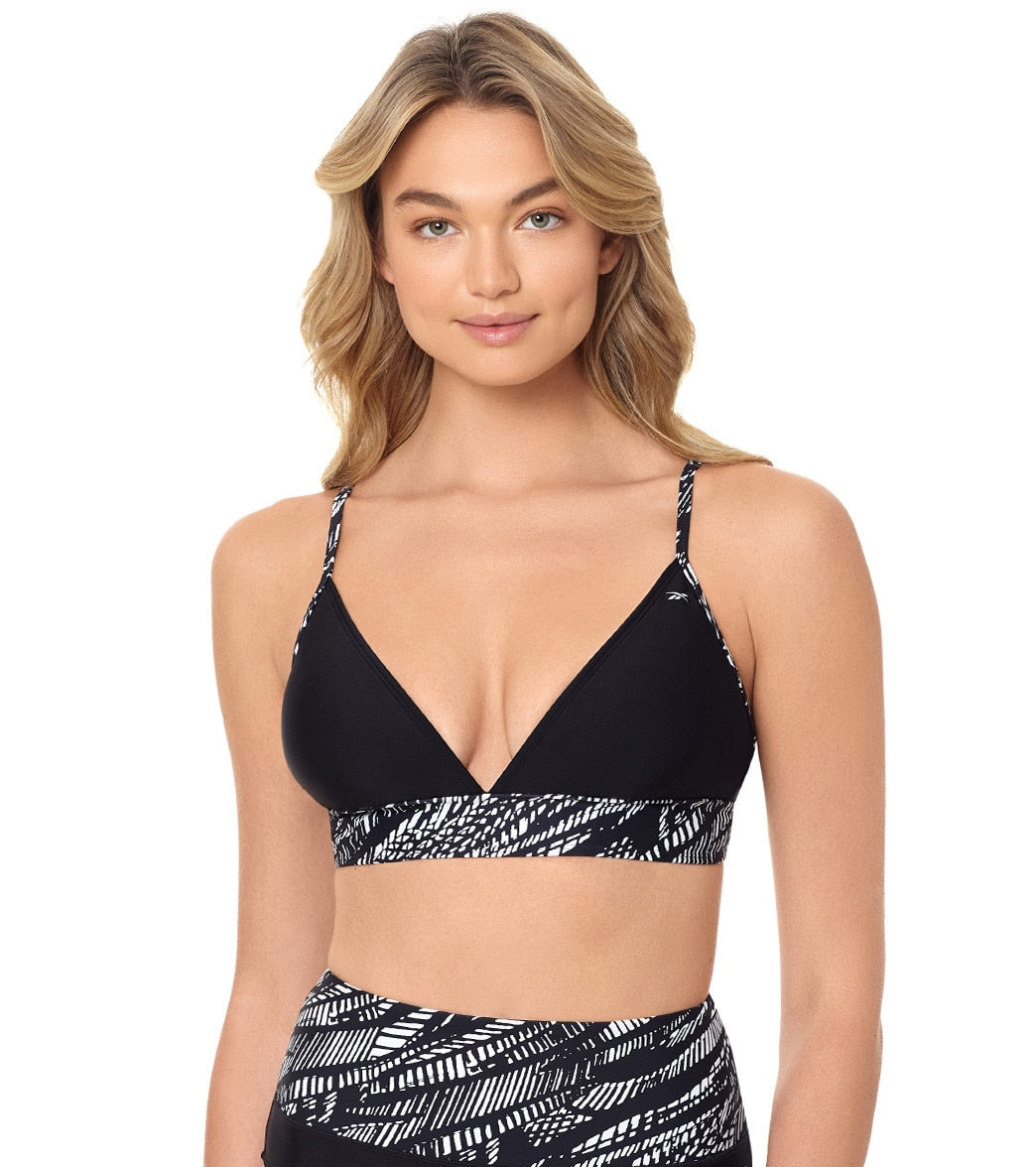 Reebok, Reebok Women's Texture Tracks Bikini Top Black/White