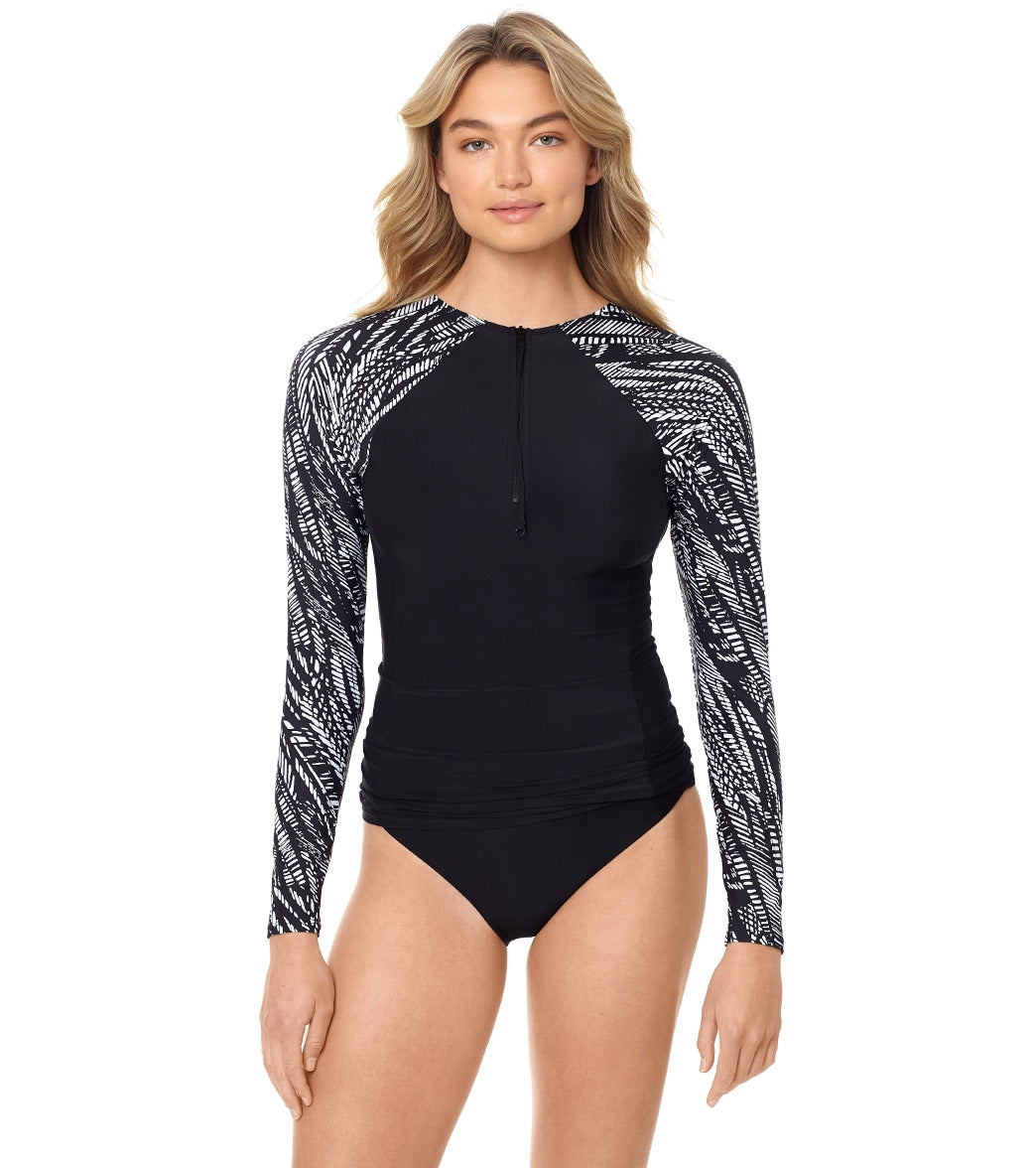 Reebok, Reebok Women's Texture Tracks Rashguard Black/White