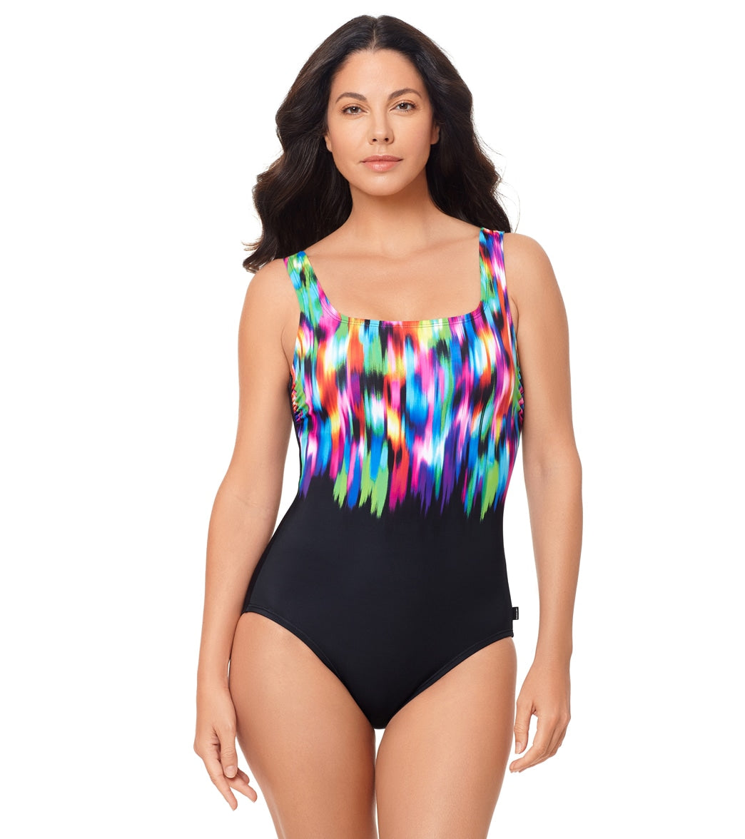 Reebok, Reebok Women's Viva In Color Scoop Neck One Piece Swimsuit Multi