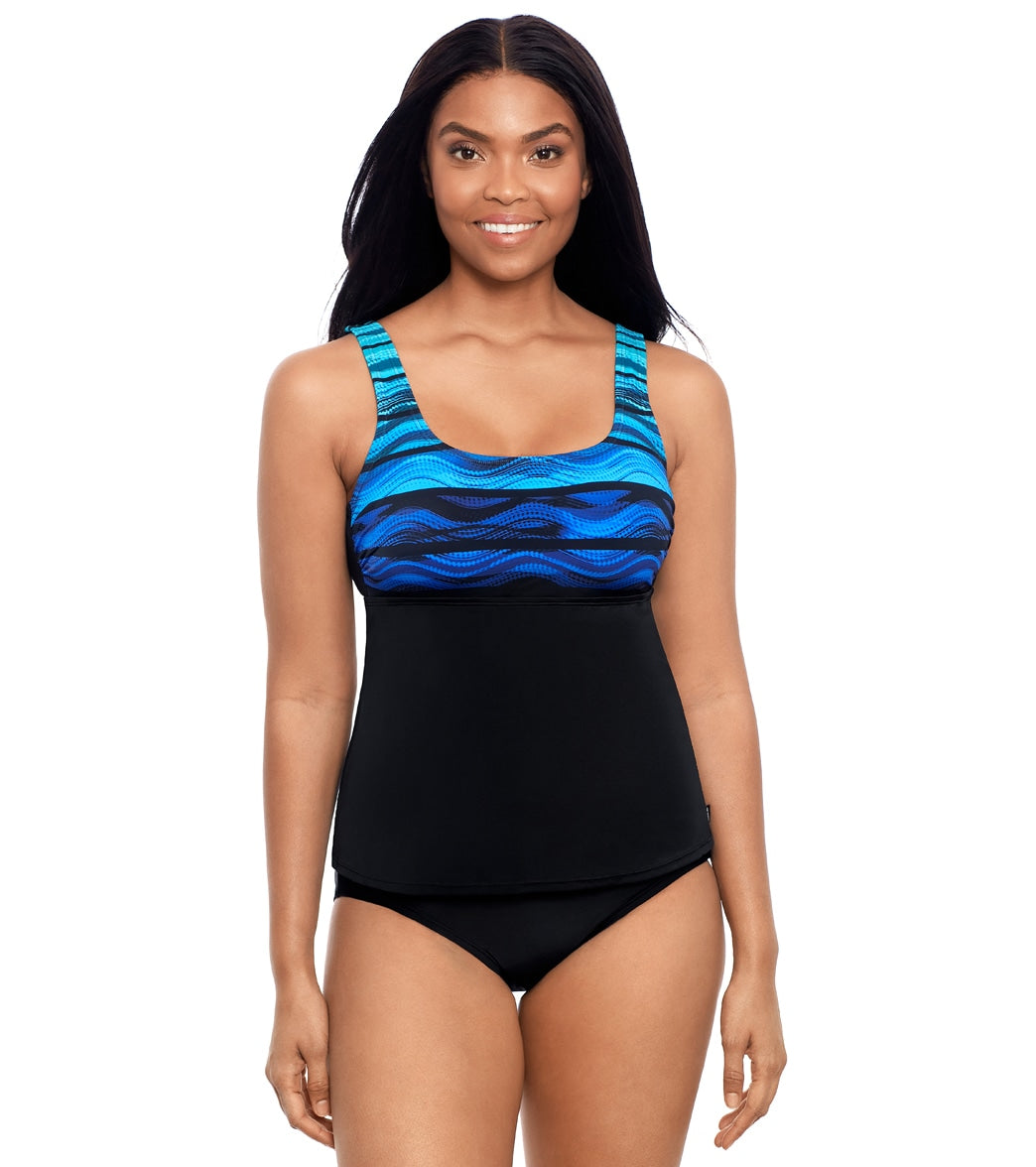 Reebok, Reebok Women's Wavy Look Tankini Top Blue