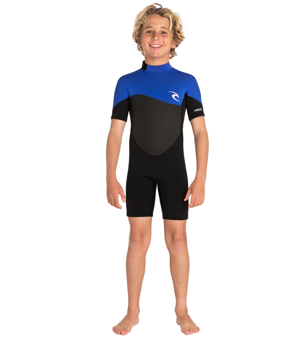 RIP CURL, Rip Curl Boys' Omega 1.5mm Short Sleeve Spring Suit Blue