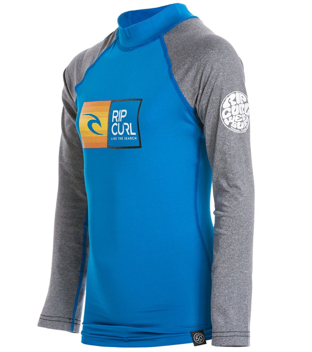 RIP CURL, Rip Curl Boys' Ripwatu Long Sleeve Rash Guard Blue