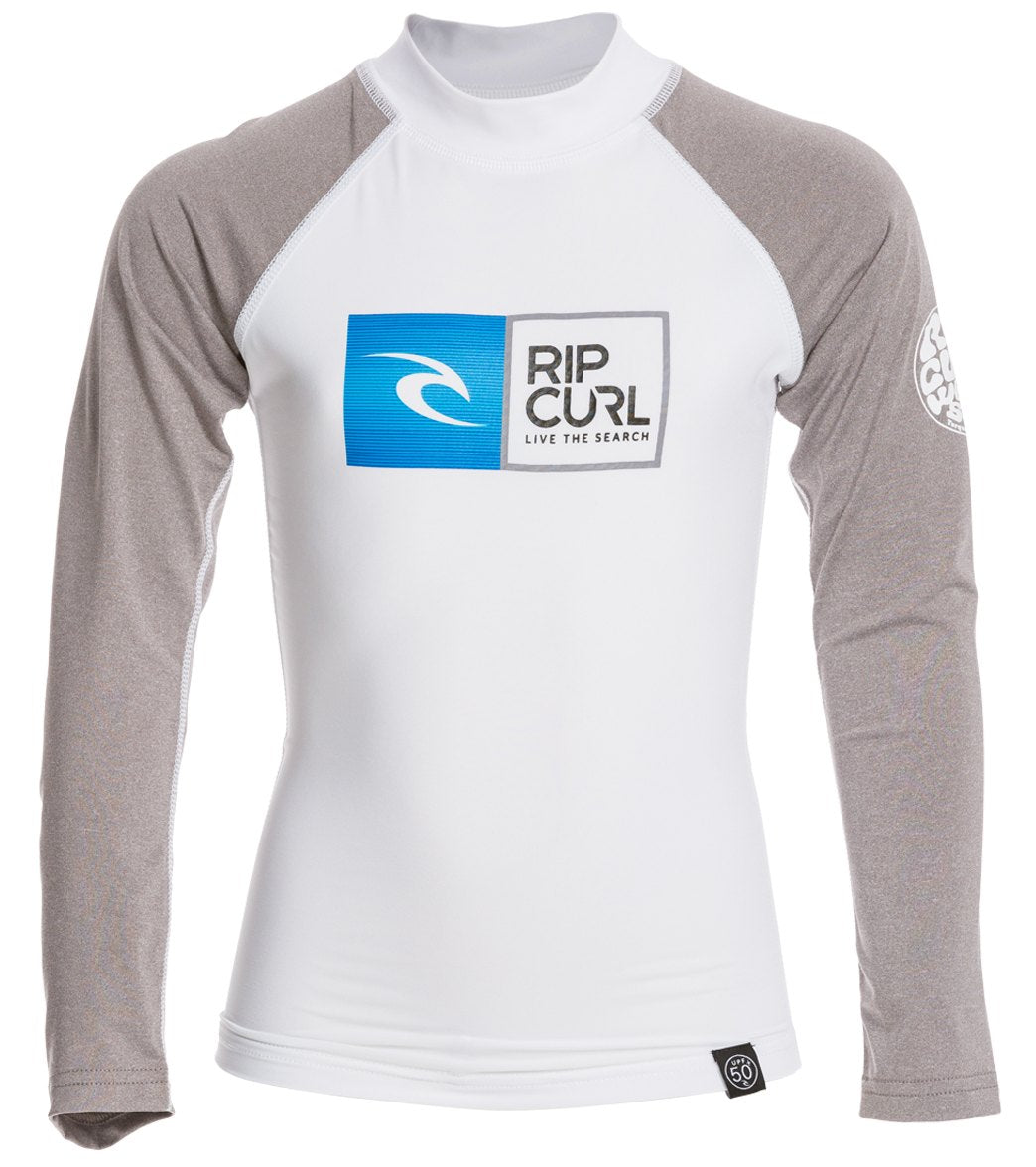 RIP CURL, Rip Curl Boys' Ripwatu Long Sleeve Rash Guard White