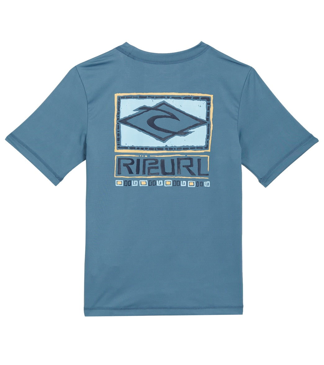 RIP CURL, Rip Curl Boys' Tube Head Short Sleeve Rashguard (Big Kid) Dusty Blue